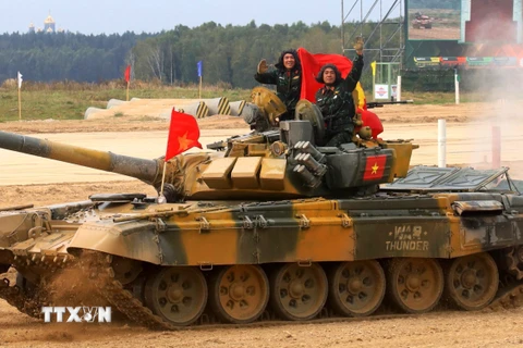Đội tuyển xe tăng Việt Nam giành chiến thắng vang dội. (Ảnh: Trần Hiếu/TTXVN)