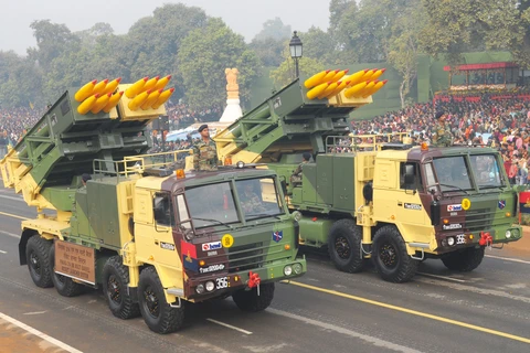Hệ thống rocket đa nòng Pinaka của Ấn Độ. (Ảnh: Wikipedia)