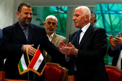 Đại diện Fatah và Hamas tại Cairo hồi năm 2017. (Ảnh: Anadolu)
