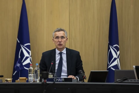 Tổng Thư ký NATO Jens Stoltenberg chủ trì phiên họp. (Ảnh: EPA)