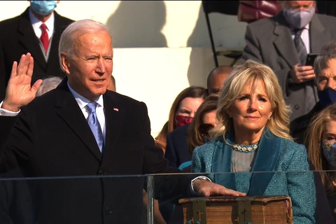 Tân Tổng thống Mỹ Joe Biden tuyên thệ nhậm chức. (Ảnh: CNN)