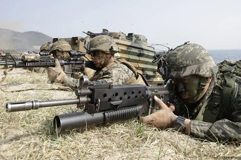 Các binh sỹ Mỹ, Hàn Quốc tham gia tập trận chung. (Ảnh: AP)