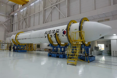 Phiên bản thử nghiệm của tên lửa Nuri. (Ảnh: Korea Times)