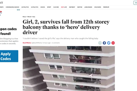 "Người hùng" cứu bé gái rơi từ tầng 12A gây sốt trên báo nước ngoài
