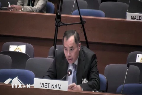 Đại sứ Việt Nam tại Thái Lan phát biểu tại hội nghị. (Ảnh: TTXVN)