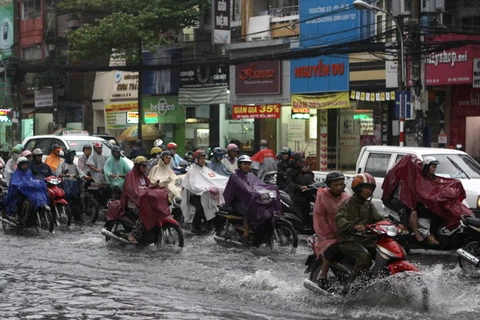 Mưa lớn có thể gây ngập úng tại các khu vực nội đô. (Ảnh: TTXVN)