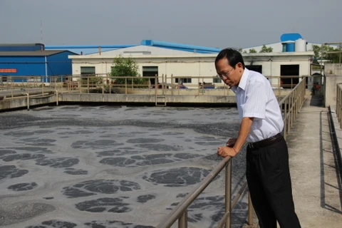 Các bể chứa nước thải của Nhà máy xử lý nước thải tại Khu chế xuất Linh Trung 3. (Ảnh: Lê Đức Hoảnh/Vietnam+)