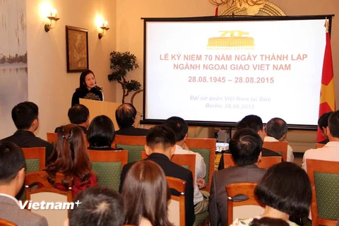 Đại sứ Nguyễn Thị Hoàng Anh phát biểu tại Lễ kỷ niệm. (Ảnh: Đức Chung/Vietnam+)