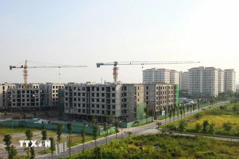 Một góc dự án nhà ở thu nhập thấp Đặng Xá, huyện Gia Lâm (giai đoạn 2). (Ảnh: Tuấn Anh/TTXVN)
