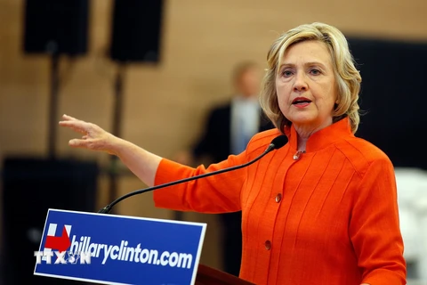 Ứng cử viên Hillary Clinton tại một chiến dịch vận động tranh cử ở Bắc Las Vegas, Nevada, Mỹ ngày 18/8. (Ảnh: AFP/TTXVN)