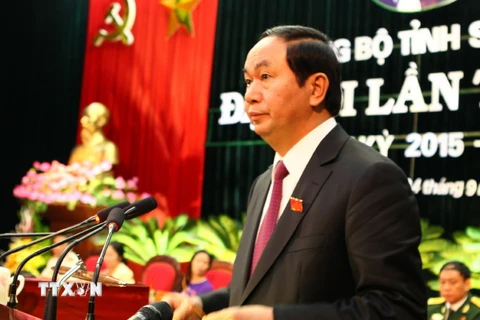 Bộ trưởng Trần Đại Quang phát biểu chỉ đạo Đại hội. (Ảnh: Điêu Chính Tới/TTXVN)