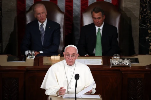 Giáo hoàng Fracis có bài phát biểu trước Quốc hội Mỹ. (Ảnh: Getty Images)