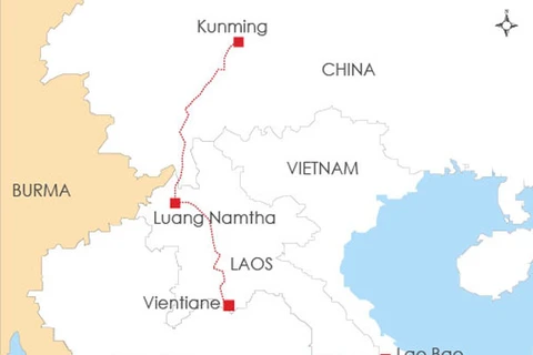 Tuyến đường sắt Côn Minh-Vientiane. (Nguồn: rfa.org)