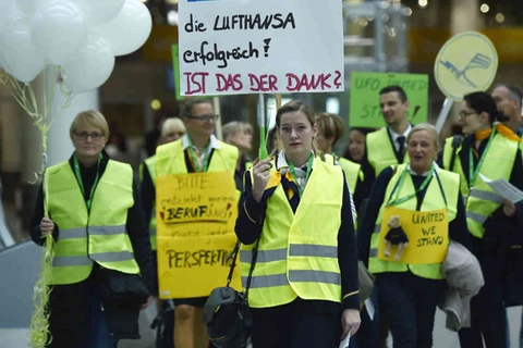 Cuộc đình công của các tiếp viên hàng không Lufthansa. (Nguồn: skynews.com.au)