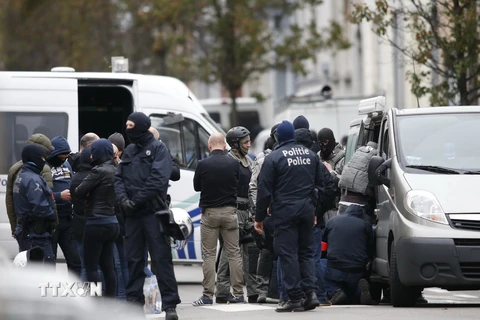 Cảnh sát Bỉ tiến hành chiến dịch truy quét khủng bố tại Molenbeek thuộc Brussels ngày 16/11. (Ảnh: THX/TTXVN)