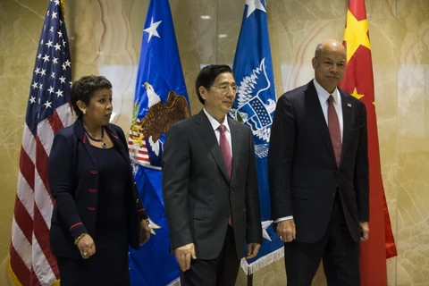Hai cố vấn cấp cao của Tổng thống Obama và Bộ trưởng Công an Trung Quốc Quách Thanh Côn. (Nguồn: EPA)