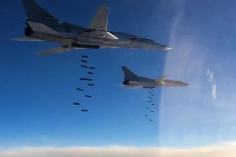Máy bay chiến đấu Nga ném bom vào các mục tiêu tại Syria. (Nguồn: Sputnik)