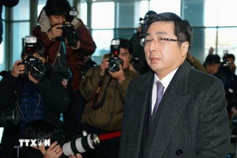 Vụ trưởng Vụ các vấn đề châu Á-châu Đại Dương thuộc Bộ Ngoại giao Nhật Bản Kimihiro Ishikane tới Seoul tham dự cuộc họp. (Ảnh: Kyodo/TTXVN)
