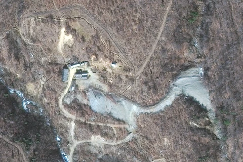 Ảnh chụp vệ tinh bãi thử hạt nhân Punggye-ri của Triều Tiên. (Nguồn: CNN)
