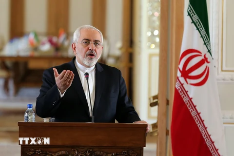 Ngoại trưởng Iran Mohammad Javad Zarif trong một buổi họp báo tại Tehran ngày 6/1. (Ảnh: AFP/TTXVN) 