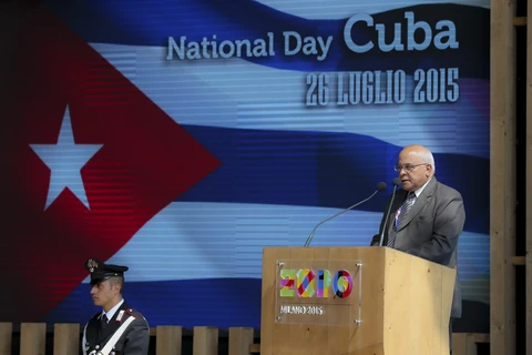 Chủ tịch Phòng Thương mại Cuba Orlando Hernandez Guillen phát biểu tại triển lãm Milano 2015. (Nguồn: expo2015.org)