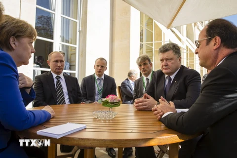 Các nhà lãnh đạo Nhóm Bộ Tứ Normandy nhóm họp về tình hình Ukraine. (Nguồn: Reuters/TTXVN)