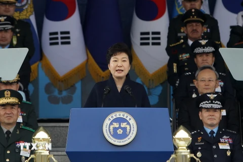 Tổng thống Hàn Quốc Park Geun-hye yêu cầu Triều Tiên từ bỏ chương trình hạt nhân. (Nguồn: AFP/TTXVN)