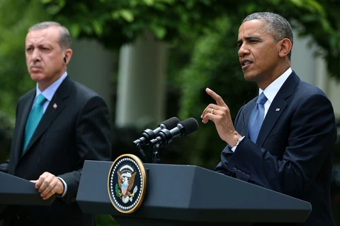 Tổng thống Mỹ Barack Obama và người đồng cấp Thổ Nhĩ Kỳ Recep Tayyip Erdogan. (Nguồn: AP)
