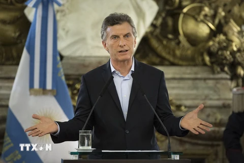 Tổng thống Argentina Mauricio Macri phát biểu tại Buenos Aires ngày 7/4. (Nguồn: THX/TTXVN)