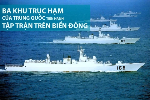 Tàu chiến, tàu ngầm Trung Quốc tập trận quy mô lớn trên Biển Đông