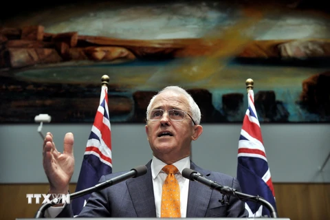 Thủ tướng Malcolm Turnbull phát biểu trong cuộc họp báo tại Canberra ngày 8/5. (Nguồn: AFP/TTXVN)