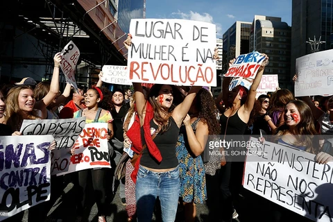 Hàng nghìn người dân Brazil biểu tình phản đối chính phủ lâm thời của ông Temer. (Nguồn: Getty Images)