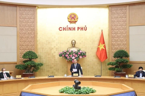 Thủ tướng Nguyễn Xuân Phúc phát biểu tại phiên họp Thường trực Chính phủ. (Ảnh: Thống Nhất/TTXVN)