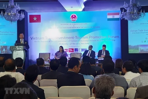 Quang cảnh một hội nghị xúc tiến đầu tư thương mại Việt Nam-Ấn Độ. (Ảnh: Huy Lê/TTXVN)