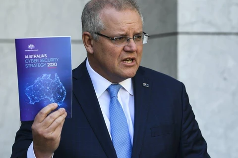 Thủ tướng Australia Scott Morrison công bố Chiến lược An ninh mạng 2020 của nước này. (Nguồn: AAP)