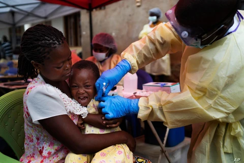 Nhân viên y tế lẫy mẫu xét nghiệm Ebola tại Cộng hòa dân chủ Congo. (Nguồn: AFP)
