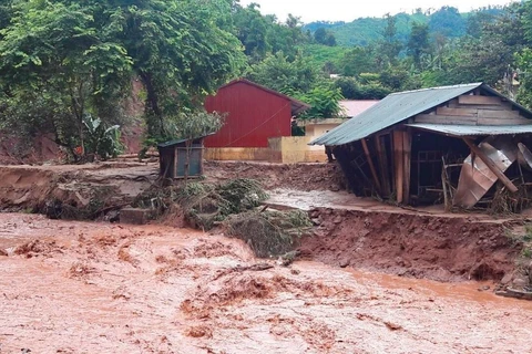 Mưa lũ gây thiệt hại tại xã Nậm Nhừ, huyện Nậm Pồ, tỉnh Điện Biên. (Ảnh: Xuân Tư/TTXVN)