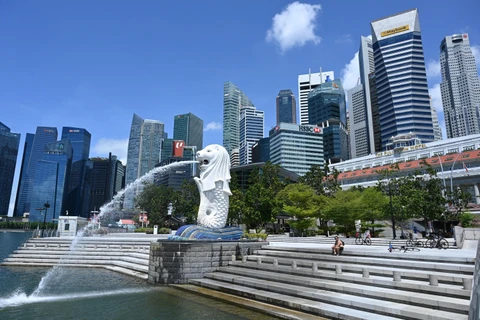 Quang cảnh công viên Sư tử biển Merlion park tại Singapore, ngày 15/5/2020. (Ảnh: AFP/TTXVN)