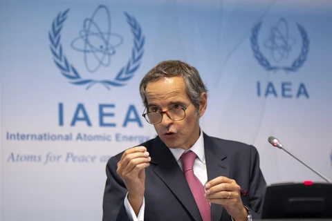 Tổng Giám đốc IAEA Rafael Grossi phát biểu tại cuộc họp báo ở Vienna, Áo ngày 14/9/2020. (Ảnh: AFP/TTXVN)