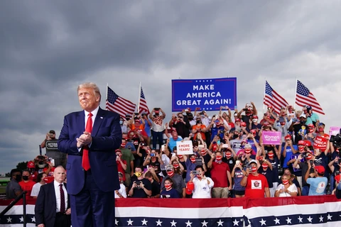 Tổng thống Mỹ Donald Trump tại cuộc vận động tranh cử ở Winston-Salem, bang Bắc Carolina ngày 8/9/2020. (Ảnh: AFP/TTXVN)