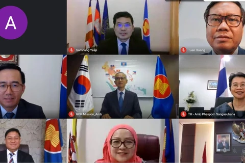 Ủy ban hợp tác chung ASEAN-Hàn Quốc (AKJCC) họp định kỳ lần thứ 7 theo hình thức trực tuyến. (Ảnh: TTXVN phát)