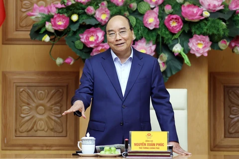 Thủ tướng Nguyễn Xuân Phúc phát biểu tại buổi tiếp. (Ảnh: Thống Nhất/TTXVN)