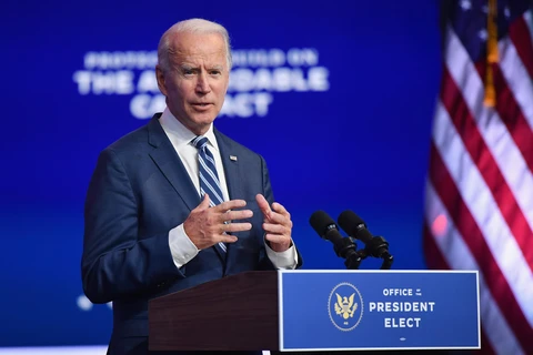 Ứng cử viên Tổng thống Mỹ của đảng Dân chủ Joe Biden phát biểu tại một sự kiện ở Wilmington, bang Delaware ngày 10/11/2020. (Ảnh: AFP/TTXVN)