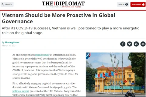 The Diplomat: Tham gia quản trị toàn cầu giúp Việt Nam nâng cao vị thế