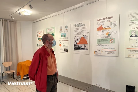 Tranh đồ họa về chất độc da cam Việt Nam lần đầu được triển lãm ở Pháp