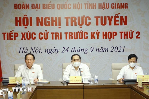 Ông Trần Thanh Mẫn tiếp xúc cử tri Hậu Giang theo hình thức trực tuyến