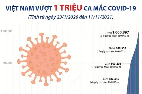 [Infographics] Việt Nam vượt mốc 1 triệu ca mắc COVID-19