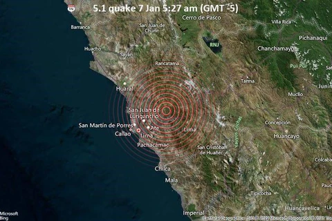 Trận động đất có độ lớn 5,2 làm rung chuyển miền Trung Peru