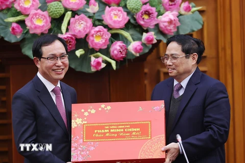 Hình ảnh Thủ tướng Phạm Minh Chính tiếp Tổng Giám đốc Samsung Việt Nam