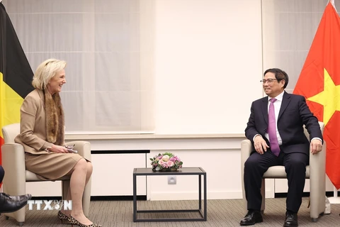 Thủ tướng Phạm Minh Chính và Công chúa Bỉ Astrid bày tỏ vui mừng về những bước phát triển tích cực trong quan hệ hợp tác hai nước. (Nguồn: Báo Điện tử Chính phủ)